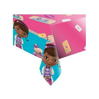 Doc McStuffins Plastic Logo Tablecloth Pink/Blue (One Size)