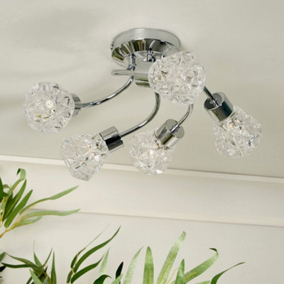 Dodo 5 Light Polished Chrome Flush Ceiling Light
