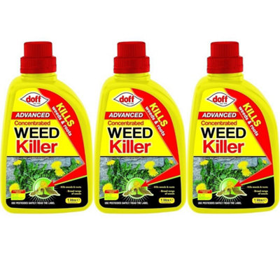 Doff Weed Killer Advanced Concentrated Kills Weed & Roots 1L Pack of 3