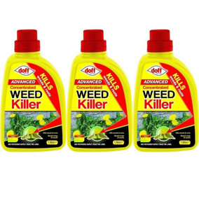 Doff Weed Killer Advanced Concentrated Kills Weed & Roots 1L Pack of 3