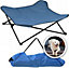 Dog Bed Elevated Pet Care Portable Raised Indoor Outdoor Cot Foldable Camping Animal Bedding Blue