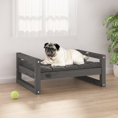 Dog Bed Grey 65.5x50.5x28 cm Solid Pine Wood | DIY at B&Q