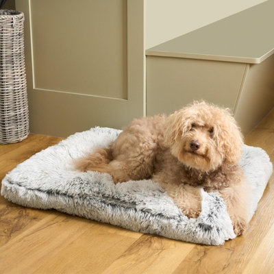 Dog Bed Pet Mat Fluffy Plush Large Washable Cage Crates Cosy Grey White DIY at B Q