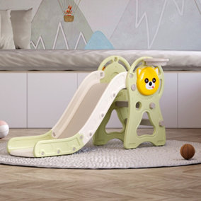 Dog Cartoon Green Kids Toddler Slide Set Play Set with Basketball Hoop W 1500 x D 630 x H 780 mm