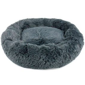 Dog Cat Bed Fluffy Donut Kitten Puppy Pet Cushion Calming Mattress L