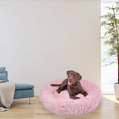 Pink donut dog bed best sale