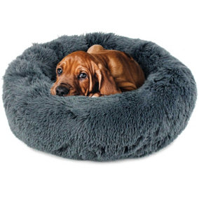 Dog Cat Bed Fluffy Donut Kitten Puppy Pet Cushion Calming Mattress S