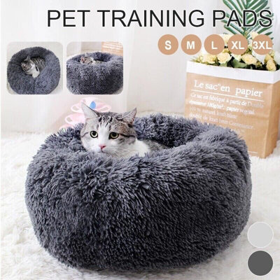 Dog cat bed soft round plush beds for pets Anti Anxiety Washable Round Donut Shape
