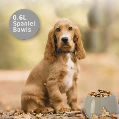 DOG CENTRE 0.6L Spaniel Bowls Grey (Set of 2)