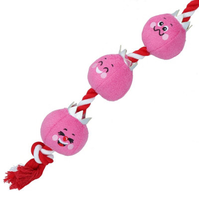 Dog Christmas Cranberry Sauce Rope Plush Toy Squeaky Rope Play Xmas Gift