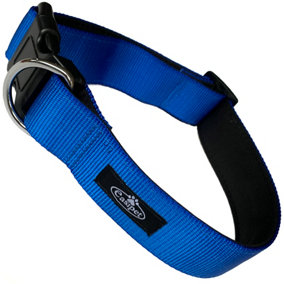 Dog Collar Neoprene Padded Waterproof Comfort Collar Blue L-XL