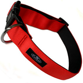 Dog Collar Neoprene Padded Waterproof Comfort Collar Red L-XL