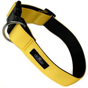 Dog Collar Neoprene Padded Waterproof Comfort Collar Yellow L-XL