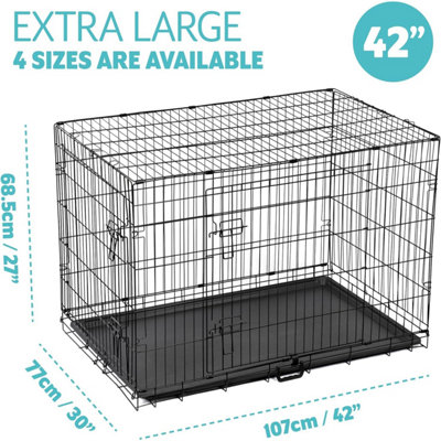 Dog Crate Puppy Pet with Removal Tray Doors Folding Cage