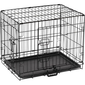 Dog Crate Puppy Pet with Removal Tray & 2 Doors Folding Cage Training Small (24")