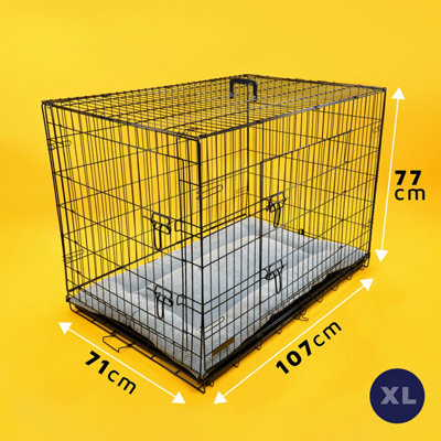 Dog Crate with Removable Tray and Bed - Extra Large