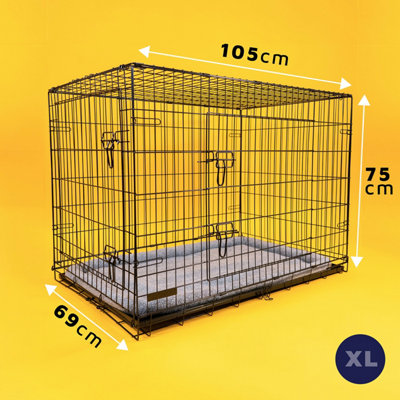 Dog Crate with Removable Tray and Bed - Extra Large