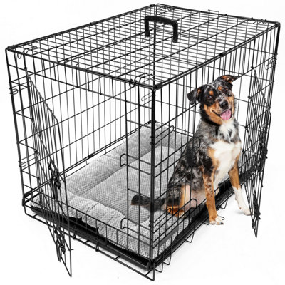 Dog Crate with Removable Tray and Bed - Medium
