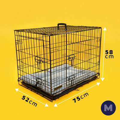 Dog Crate with Removable Tray and Bed - Medium