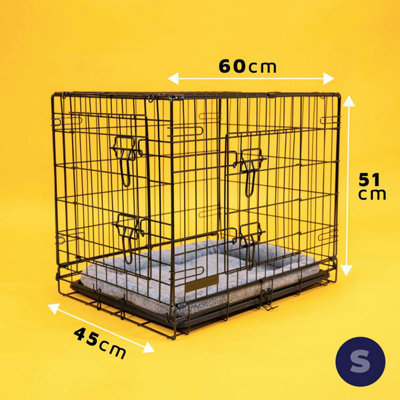 Dog Crate with Removable Tray and Bed - Small