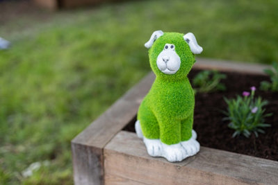 Dog Garden Ornament with Flocked Grass