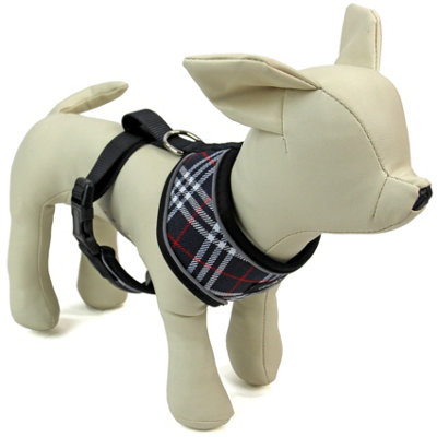 Dog Harness Puppy Pet Comfortable Mesh Breathable Adjustable Reflective Black Tartan S Price Comparisons | Compare The Build