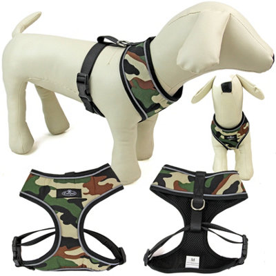 Dog Harness Puppy Pet Comfortable Mesh Breathable Adjustable Reflective Camo L