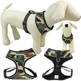 Dog Harness Puppy Pet Comfortable Mesh Breathable Adjustable Reflective Camo XL