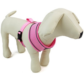 Dog Harness Puppy Pet Comfortable Mesh Breathable Adjustable Reflective Pink M