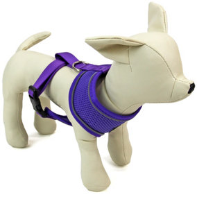 Dog Harness Puppy Pet Comfortable Mesh Breathable Adjustable Reflective Purple S