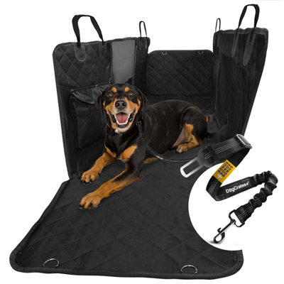 Dog Luxury Car Hammock with Dog Seat Belt - Pure Black