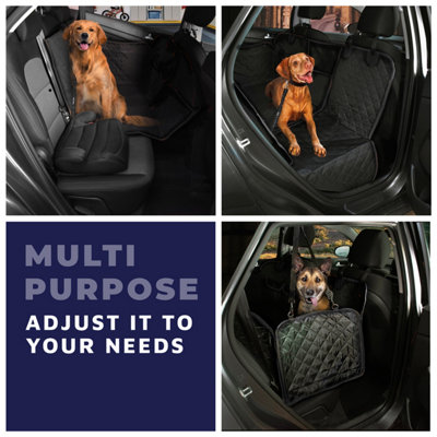 Dog Luxury Car Hammock with Dog Seat Belt - Pure Black - 4