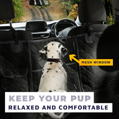 Dog Luxury Car Hammock with Dog Seat Belt - Pure Black - 5