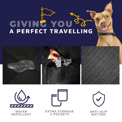 Dog Luxury Car Hammock with Dog Seat Belt - Pure Black - 6