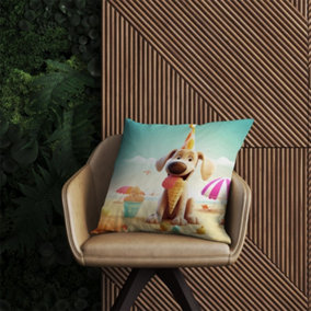 Dog On A Beach Holiday Outdoor Cushion 60cm x 60cm