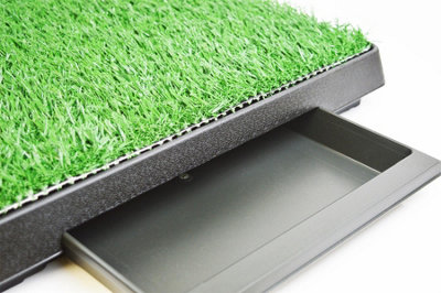 Dog Grass Pad With Tray - 27"x34" Artificial Turf Puppy Potty - Portable Indoor/Outdoor Bathroom For Training