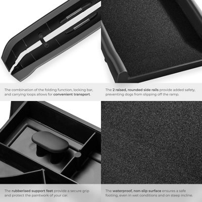 Dog Ramp Paw Step - foldable, slip-resistant, 90 kg load capacity - black