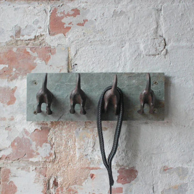 Dog Tail 4 Hooks Plaque for Keys and Pet Leads
