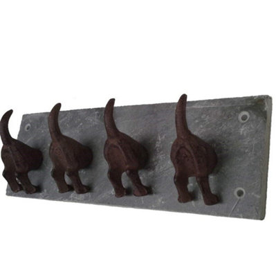 Dog Tail 4 Hooks Plaque for Keys and Pet Leads