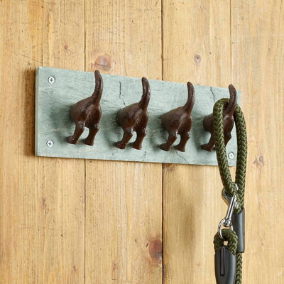 Dog Tail 4 Hooks Plaque for Keys and Pet Leads - 4