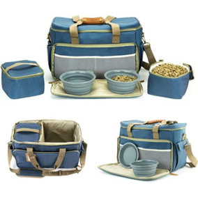 Dog Travel Bag Pet Multi-Use Dog Outdoor Bag with Locking Safety Zippers, Food and Accessory Bag for Traveling For Dogs