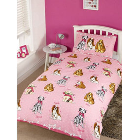Doggies Pink Junior Duvet Cover and Pillowcase Set