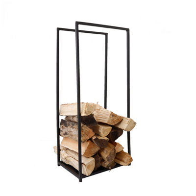 Dogwood Log Holder Iron Solid Base Tall Frame Black Matte Contemporary Design - 3