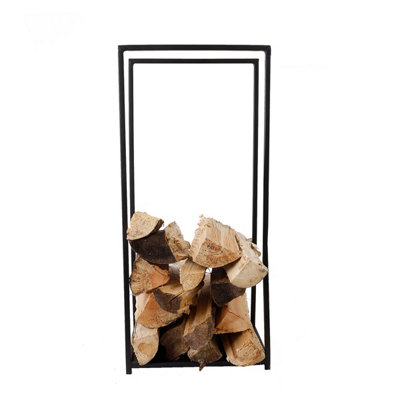 Dogwood Log Holder Iron Solid Base Tall Frame Black Matte Contemporary Design - 4