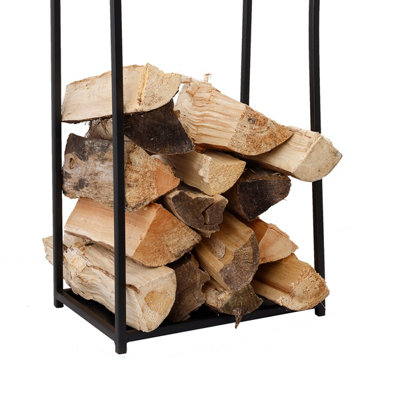 Dogwood Log Holder Iron Solid Base Tall Frame Black Matte Contemporary Design - 5