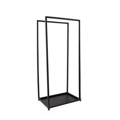 Dogwood Log Holder Iron Solid Base Tall Frame Black Matte Contemporary Design - 6