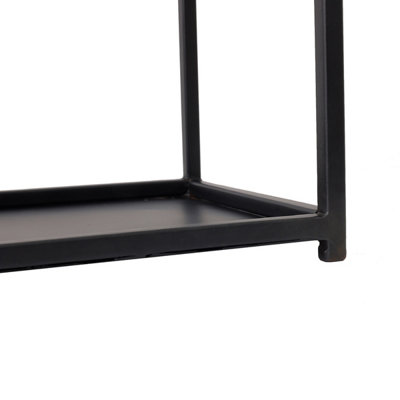 Dogwood Log Holder Iron Solid Base Tall Frame Black Matte Contemporary Design - 8