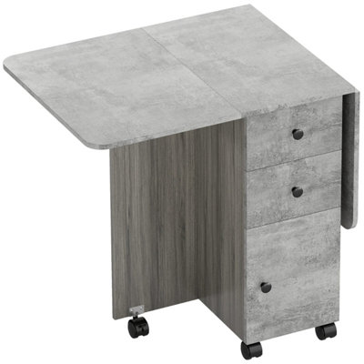 Dole Eldo Mixed Grey Drop-Leaf Dining Table with Multi Storage - Seats 4-6