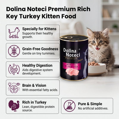 Dolina Noteci Premium Turkey Junior Wet Cat Food for Kittens 400g ...