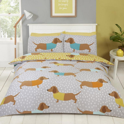 Dolly Dachshund Reversible Duvet Cover Bedding Set